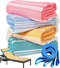 Genovega 4 Packs Oversized Turkish Beach Towel Thin Quick Dry Sand Free Pool Swim Towels Large XL Adult Clearance Blanket Travel Vacation Accessories Essentials Rhombus