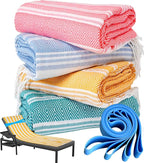 Genovega 4 Packs Oversized Turkish Beach Towel Thin Quick Dry Sand Free Pool Swim Towels Large XL Adult Clearance Blanket Travel Vacation Accessories Essentials Rhombus