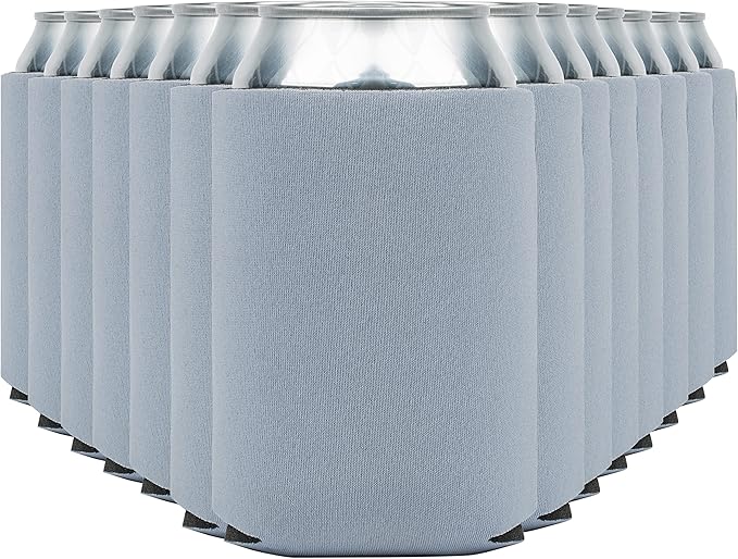 Blank Beer Can Cooler Sleeves (110-Pack) Soft Insulated Beer Can Coolies - HTV Friendly Blank Koolies in Bulk for Beer Cans & Bottles - Coolie Blanks for Vinyl Projects & Wedding Favors (Gray)