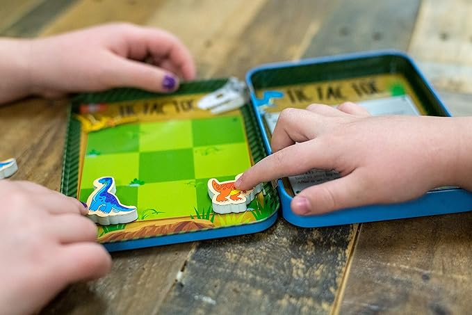 TS Shure by Bendon Dinosaur Tic-Tac-Toe Games Mini Magnetic Activity Tin with Illustrated Foam Magnets 50515