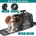 PetAmi Airline Approved Pet Carrier for Cats & Small Dogs, Soft Sided TSA Travel Carrier Bag with Sherpa Bed, Breathable Mesh Ventilation, Collapsible Bowl, Up to 18 lbs, Large Heather Dark Gray