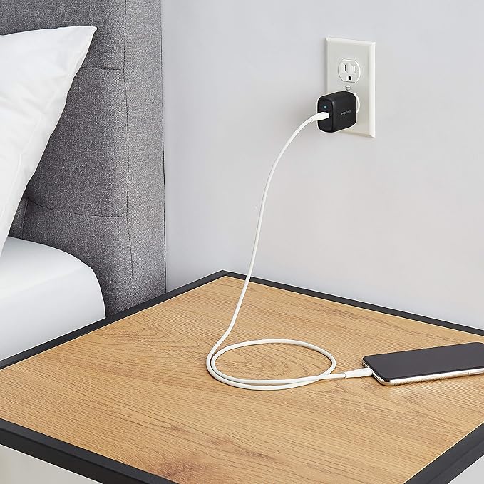 Amazon Basics 30W One-Port Foldable GaN USB-C Wall Charger with Power Delivery PD for Tablets & Phones (iPhone 16/15/14/13/12/11/X, iPad, Samsung, and More), Compact Travel Charger, Non-PPS, Black