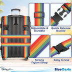 Luggage Straps for Suitcases - TSA Approved - Rainbow, 4 PK - Premium Belts for Suitcase, Briefcase & Travel Bag - Adjustable Strap Length 43" - 78"