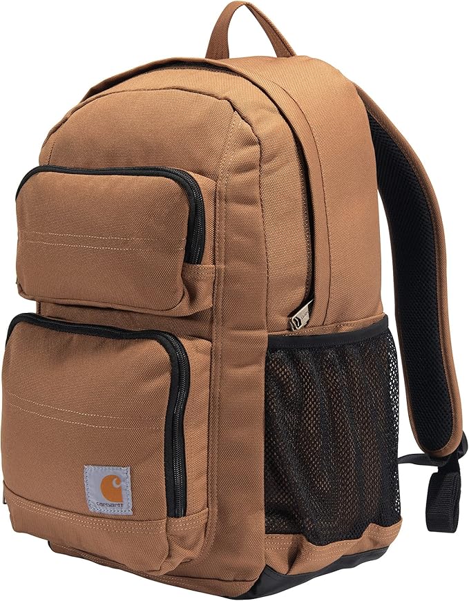 Carhartt 27L Single-Compartment Backpack, Durable Pack with Laptop Sleeve and Duravax Abrasion Resistant Base, Brown