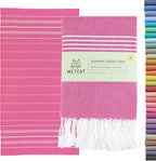 WETCAT Turkish Beach Towel Oversized (38"x71") 100% Turkish Cotton, Made in Turkey - Sand Free, Extra Large, Ultra Soft, Quick Drying, Compact & Lightweight for Travel - Fuchsia