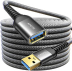 AINOPE USB Extension Cable,USB Extender,USB 3.0 Extension Cable, Male to Female Cord High Data Transfer Compatible with Webcam,Keyboard,Flash Drive,Hard Drive,Printer,20FT,Black