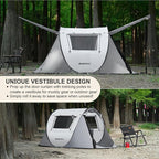 Pop Up Camping Tent, 2/4/6 Person Instant Tent Waterproof PU4500mm, Spacious Ventilated Camping Tent with Front Porch, Quick Setup Lightweight Portable for Outdoor Camping Hiking Beach