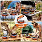 Cofiyard 20,000 BTUs 2 Burner Propane Camping Stove, Portable Folding Camp Stove with Adjustable Burners, Regulator and Carrying Bag, Dual Gas Stoves Easy Carrying Handle for Tailgating, Camping, BBQ