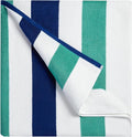 Bornbay Cotton Oversized Beach Towel - Extra Large 40"X70" Plush Thick Pool Towel, XL Fluffy Stripe Beach Towels Teal Swimming Towel for Adults Mens Women (White Teal Blue)