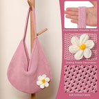 Premillow Crochet Beach Bags for Women, Summer Beach Tote Bag, Mesh Cute Beach Purse, Aesthetic Knit Bag Handbag Shoulder Bag