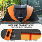Pop Up Camping Tent, 2/4/6 Person Instant Tent Waterproof PU4500mm, Spacious Ventilated Camping Tent with Front Porch, Quick Setup Lightweight Portable for Outdoor Camping Hiking Beach