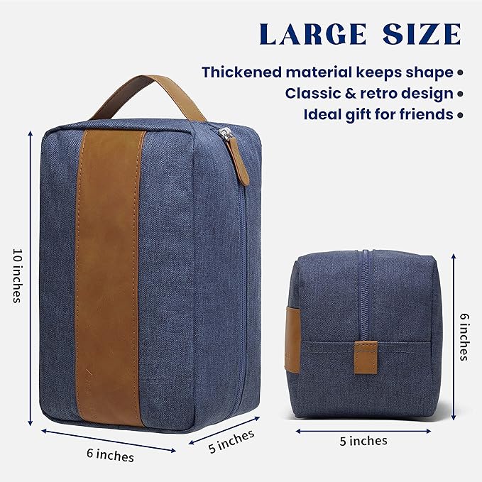 Vorspack Toiletry Bag for Men - Water Resistant Travel Bag for Toiletries, Lightweight Hygiene Bag for Bathroom, Travel Essentials, Gifts - Blue (Pack of 2)