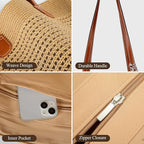 Trifabricy Beach Bags for Women, Large Beach Bag, Woven Straw Tote Bags Waterproof, Weaving Swim Shopping Travel Bag