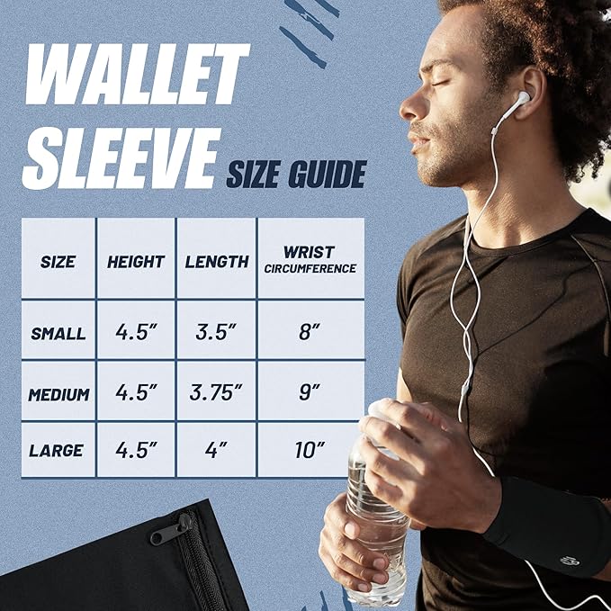 Wallet Sleeve, Wallet Wristband - Anti-Pickpocket -RFID Anti-theft - Lightweight -Perfect for Travel, Running, Hiking,3 Pack
