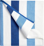 Bornbay Cotton Oversized Beach Towel - Extra Large 40"X70" Plush Thick Pool Towel, XL Fluffy Blue Beach Towels Stripe Swimming Towel for Adults Mens Women (White Navy Blue)