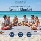 LANE LINEN Beach Blanket – Sand-Free, Extra-Large Picnic Mat, Quick-Dry, Pre-Washed Design (82"x82"), Beach Essentials for Family Picnics and Poolside Relaxation, Machine Washable – Smoky Black
