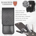 3 Swords Germany - Brand Quality 4 piece Manicure Pedicure Grooming kit Set Tweezers File Clipper Fashion Leather case in Gift Box, Made by 3 Swords