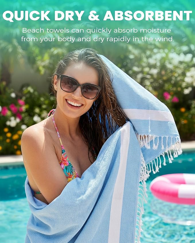 6 Packs Turkish Beach Towels Oversized Swim Towel Set Bulk Quick Dry Bath Pool SandFree Extra Large Xl Big Blanket Adult Travel Essentials Cruise Accessories Must Have Clearance Vacation Stuff
