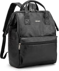 Kinmac Laptop Backpack for Women and Men, Large Capacity Travel Backpack for 15.6 inch Laptop Computer (Black PU)