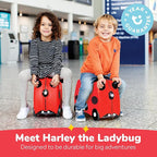 Trunki Ride-On Kids Suitcase | Tow-Along Toddler Luggage | Carry-On Cute Bag with Wheels | Kids Luggage and Airplane Travel Essentials: Harley Ladybug Red