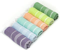 HAVLULAND Turkish Beach Towels Set of 6 Organic Cotton, Oversized 72"x40", Sand Free, Lightweight, Quick Drying, Ideal for Beach, Bath, Pool, Camp & Travel