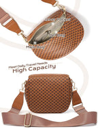 Trendy Woven Checkered Crossbody Bum Bag for Women，PU Leather Checkered Purse Fanny Packs Belt Bag (Woven Bum Bag - Brown Coffee)