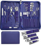 30Pcs Manicure Pedicure Kit，Nail Clippers Kit Professional and Stainless Steel Nail Care Tools，Toenail Clipper Cutters Men's Accessories Whit Beauty Tools Luxurious Travel Case (Blue)
