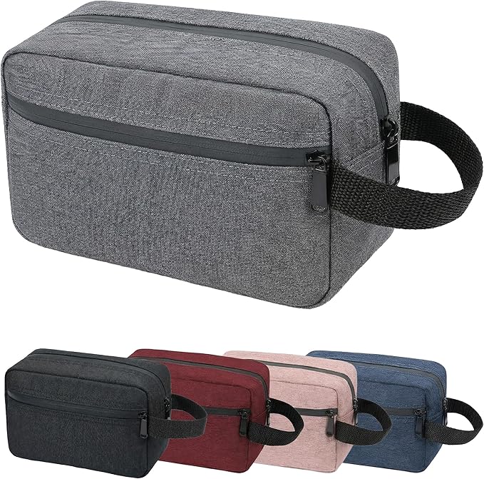 DSYSC Travel Toiletry Bag for Women Men, Small Makeup Bag, Water-Resistant Cosmetic Bag, Cosmetic Pouch, Traveling Dopp Kit, Travel Essentials Accessories (Grey)