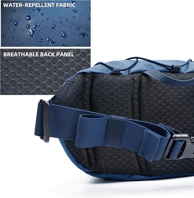 Travel Fanny Pack 3L, Crossbody Adjustable Strap, Padded Back, Water Repellent