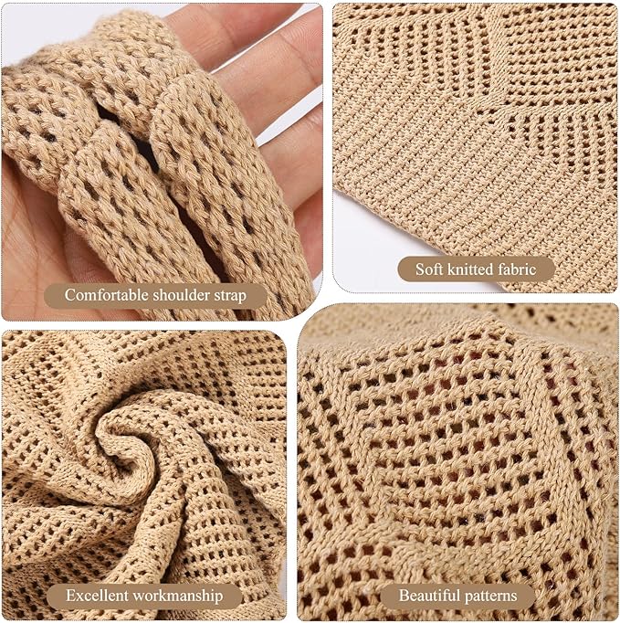 WantGor Crochet Bags, Beach Mesh Tote Bag Womens Shoulder Shopping Handbag Casual Travel Totes Bag Foldable Hobo Bags