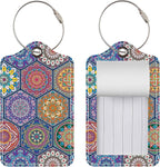 Luggage Tags for Suitcases, 2 Pack Cute PU Leather Suitcase Tag Identifiers TSA Approved with Stainless Steel Loop and Address Card for Baggage Tag for Travel Essentials Hexagon, by Chelmon