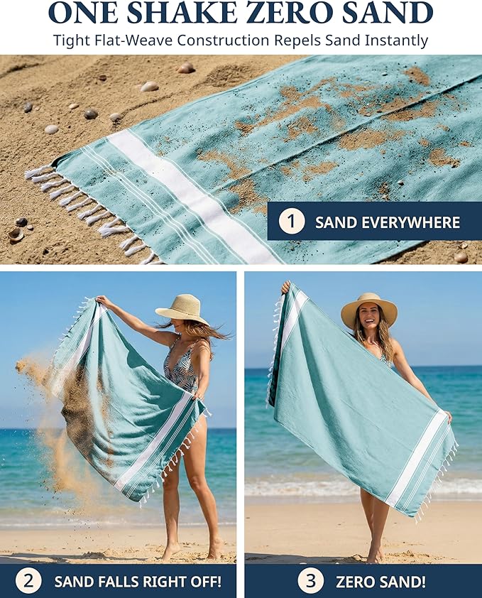 LANE LINEN Oversized Beach Towel - Beach Towels 4 Pack, Pre-Washed Pool Towel, Extra Large Beach Towel, Quick Dry & Sand Free, Lightweight Travel Towel, 39"x71" - Hunter Green