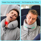 Travel Neck Pillow for Airplane: Neck Brace-Like Support 360° Chin Lock for Men in Middle Seat Sleep - Zero Head Slumping into Strangers - 8-Hour Upright Sleeping Without Neck Pain