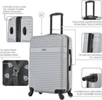 InUSA RESILIENCE Luggage with Spinner Wheels | Durable Lightweight Hardside Suitcase, Spacious Travel Bag with Handle and Trolley | 24-Inch Medium Checked Luggage | Silver