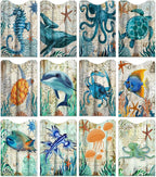 12 PCS RFID Blocking Sleeves, Credit Card Holder for Women Men Protect Cards Identity from Electronic Theft Travel Case Set (Marine Animals)