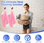 2Pcs Reusable Shoe Washing Machine Bag for Washer and Dryer:Free Up Hands, Prevent Deformation,shoe bag with Zipper Protection Design, Use for all Shoes,Sports Shoes(Yellow) (A-Pink)