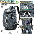 Gym Duffle Bag Backpack with Shoe Compartment,4 ways Travel Backpack for Women and Men,Multi-Functional Weekender bag with Waterproof Layer&Laptop Compartment for Fitness, Travel,Camping