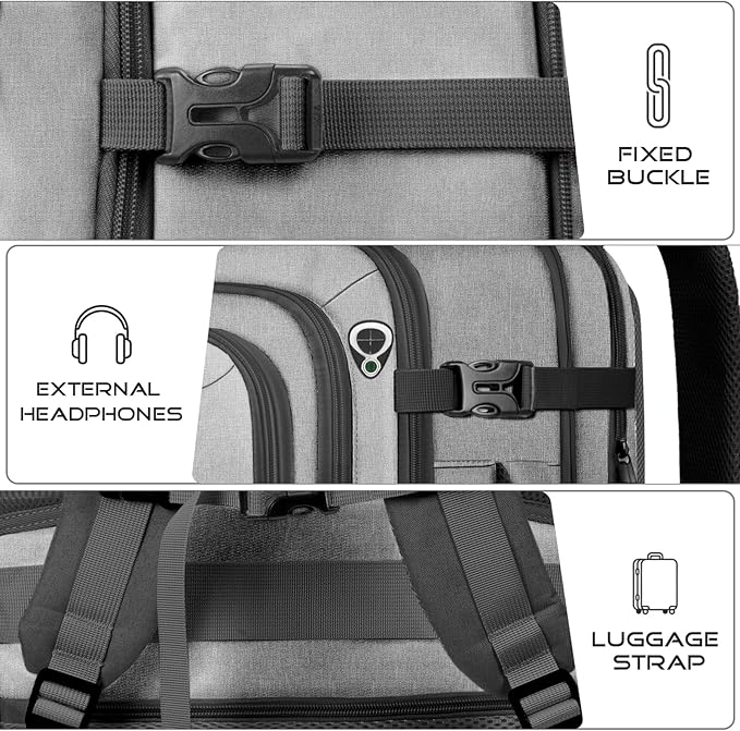 Travel Backpack for Men, Expanable Carry on Backpack, TSA 17.3 inch Laptop Bag Flight Approved, Lightweight Business Luggage Bag, Travel Gifts for Men Women, Grey