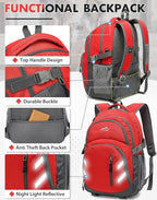 ProEtrade Backpack Bookbag for College Laptop Travel, Fit Laptop Up to 15.6 inch with USB Charging Port Multi Compartment Anti theft, Gift for Women Men (Red)