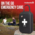 Avalanche 53 Pieces First Aid Kit, Compact Emergency Supplies Kit for Home, School, Car, Travel, Sports or Camping in Hard Shell Foam Case, Portable Mini First Aid Kit, Black