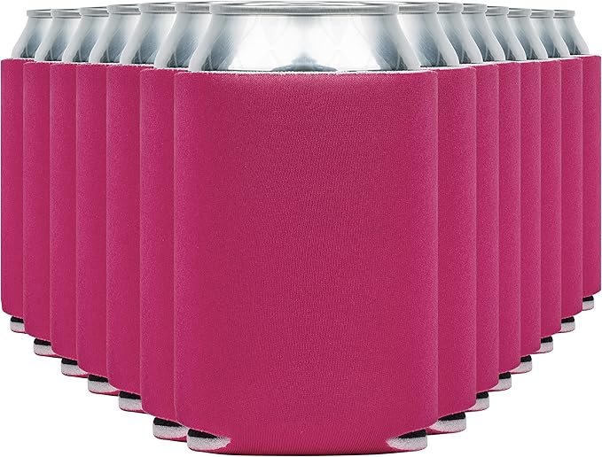 Blank Beer Can Coolers Sleeves (30-Pack) Soft Insulated Beer Can Coolies - HTV Friendly Plain Koolies in Bulk for Beer Cans & Bottles - Coolie Blanks for Vinyl Projects & Wedding Favors (Raspberry)