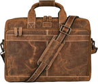 LEATHER VILLAGE 18" Leather Laptop Messenger Briefcase Bag for Men-Leather Satchel for Travel and Office Shoulder Bag- Sun Tan Brown