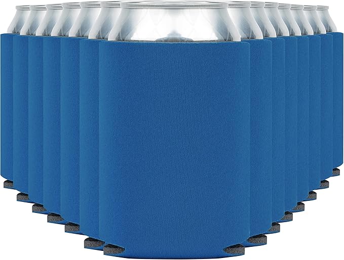 Blank Beer Can Cooler Sleeves (110-Pack) Soft Insulated Beer Can Coolies - HTV Friendly Blank Koolies in Bulk for Beer Cans & Bottles - Coolie Blanks for Vinyl Projects & Wedding Favors (Blue)