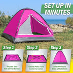 2 Person Outdoors Camping Tent with Rain Fly and Carrying Bag - Lightweight Outdoor Pop Up Tents for Camping Essentials, Music Festivals, Backpacking, Hiking, or Beach Shelter by Wakeman Outdoors