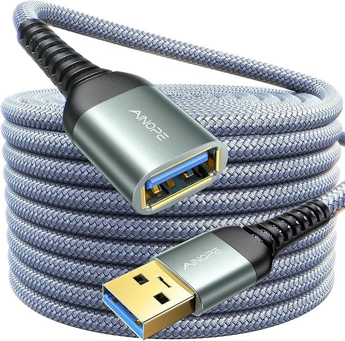 AINOPE USB Extension Cable,USB Extender,USB 3.0 Extension Cable, Male to Female Cord High Data Transfer Compatible with Webcam,Keyboard,Flash Drive,Hard Drive,Printer,6.6FT,Grey