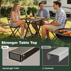SUNNYFEEL Folding Camping Table - Lightweight Aluminum Portable Picnic Table, 18.5x18.5x24.5 Inch for Cooking, Beach, Hiking, Travel, Fishing, BBQ, Indoor Outdoor Small Foldable Camp Tables