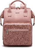 Kinmac Wide Open Style Laptop Backpack for Laptop Up to 15.6 Inch Men Women Travel Outdoor Backpack (Pink Flower PU)