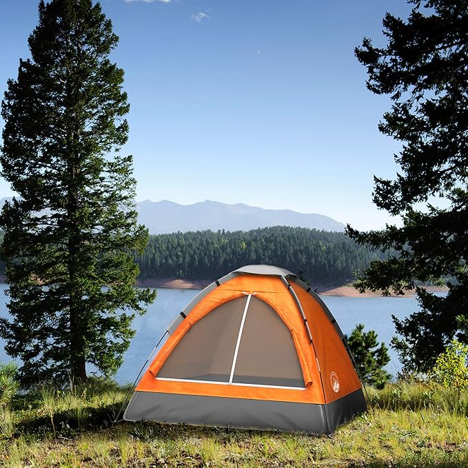 2 Person Camping Tent with Rain Fly and Carrying Bag – Lightweight Outdoor Pop Up Tents for Camping Essentials, Music Festivals, Backpacking, Hiking, or Beach Shelter by Wakeman Outdoors