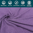 PAVILIA Travel Blanket Airplane Compact with Bag, Soft Packable Plane Blanket Kids Adults, Portable Camping Flight Essentials, Travelers Gifts Accessories, Luggage Backpack Strap, 65x40 Purple