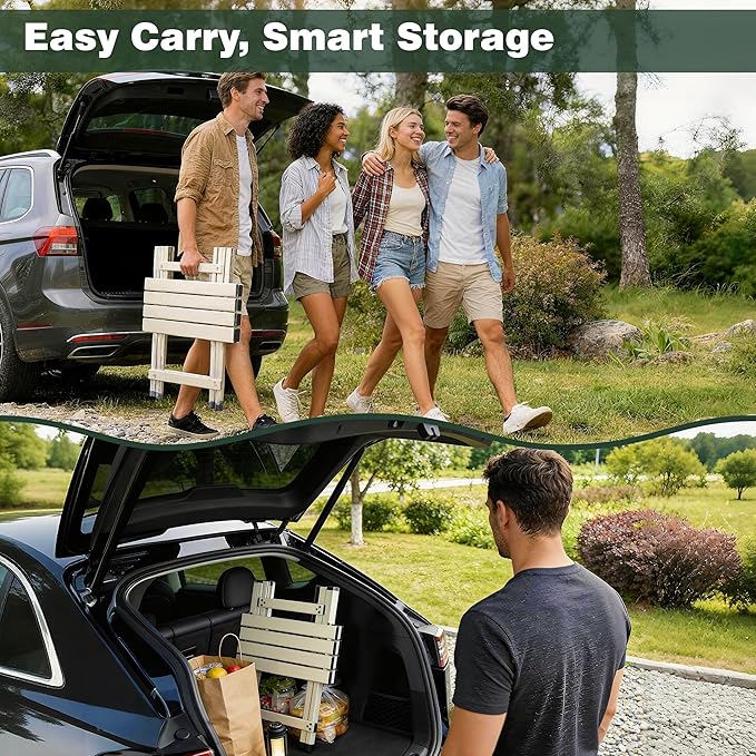 SUNNYFEEL Folding Camping Table - Lightweight Aluminum Portable Picnic Table, 18.5L x 18.5W x 24.5H Inch for Cooking, Beach, Hiking, Travel, Fishing, BBQ, Indoor Outdoor Small Foldable Camp Tables